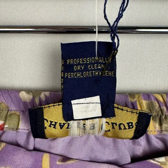 VTG NWT Charter Club Purple Floral 100% Silk Button Up Skirt Set Women 14W - Picture 13 of 16